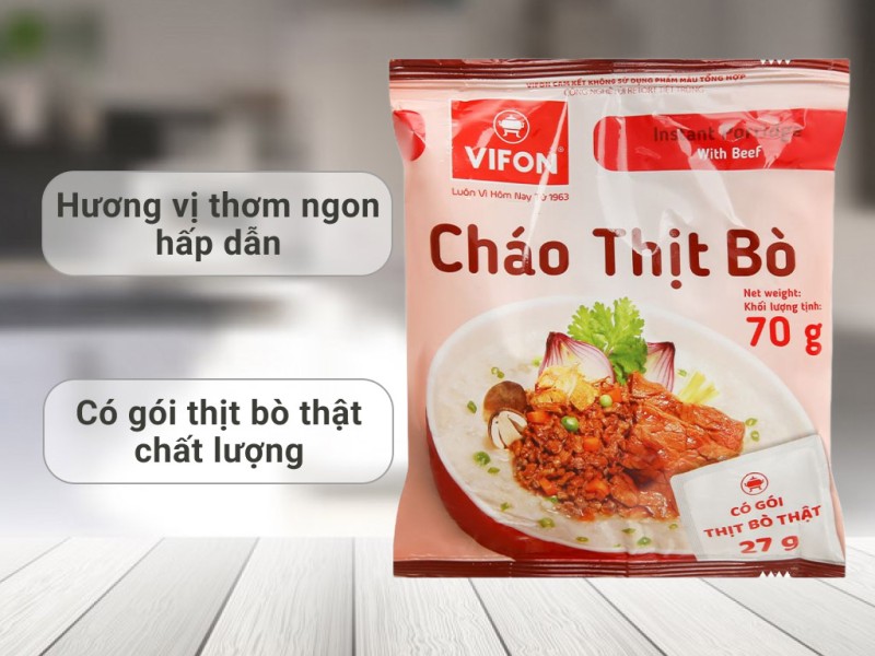 Cháo Vifon thịt bò gói 70g